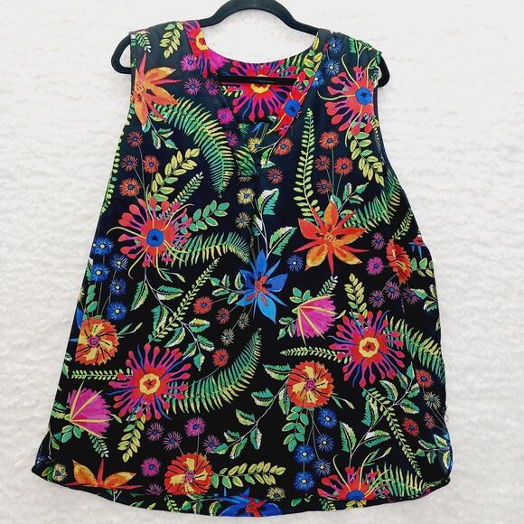 Blouse Size 2X Floral Tropical Whimsycore Fairy Bold Maximalist Vacation Resort - Picture 12 of 16